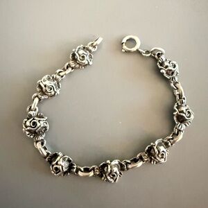 Estate Sterling Solver Rose Bracelet 12.8 Grams
